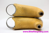 Mafac Course 121 Professional Dural Half Hood Brake Levers: NM Original Tan Hoods - Barrel Adjusters - White Covers - 1950's 1960's (Near Mint+)
