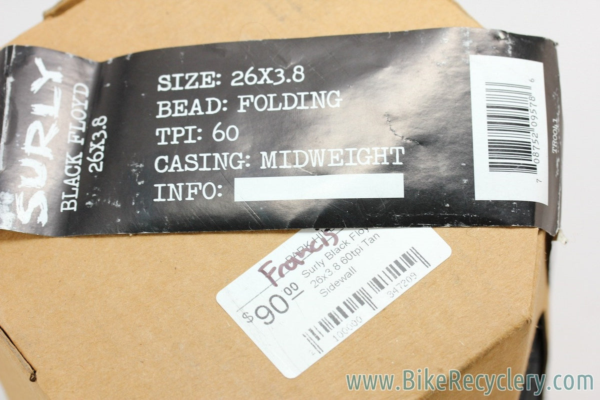 Surly Black Floyd Tires: 26" x 3.8" Fat Bike Road - Tan Sidewall - PAIR (New)