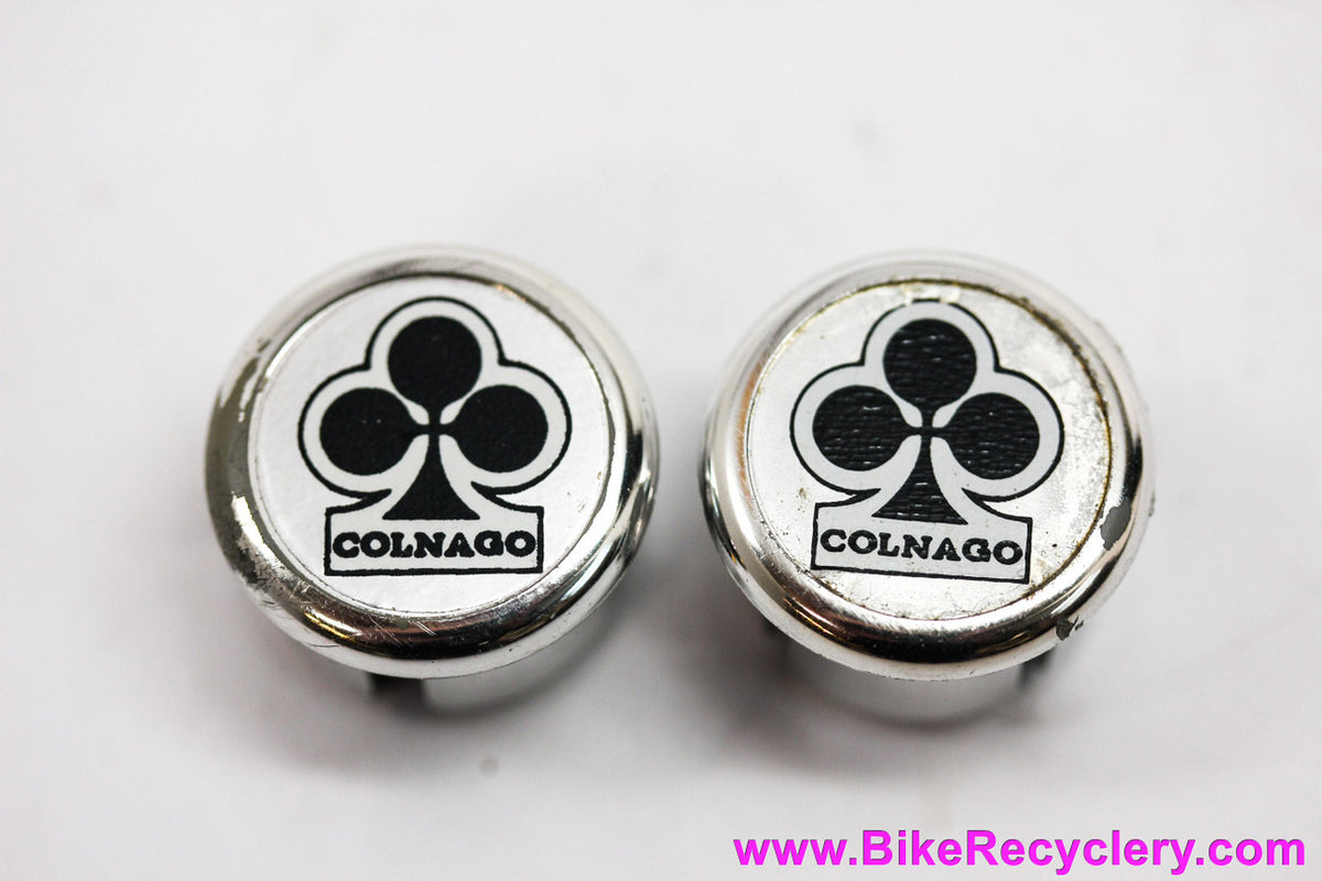 Colnago Handlebar End Plugs: Clover White / Black / Chrome - Pair