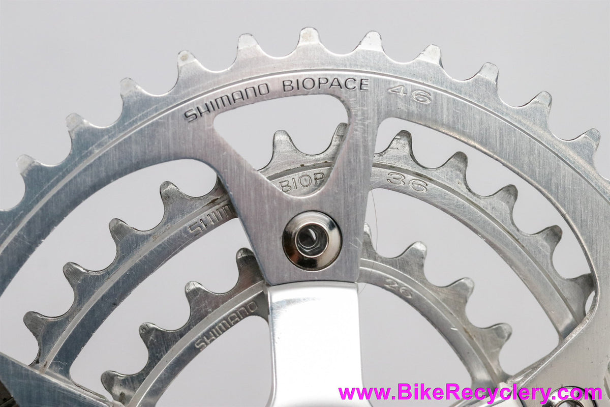 Shimano XT FC-M730 Crankset: 175mm x 46/36/26t Biopace - Polished (Near Mint+)