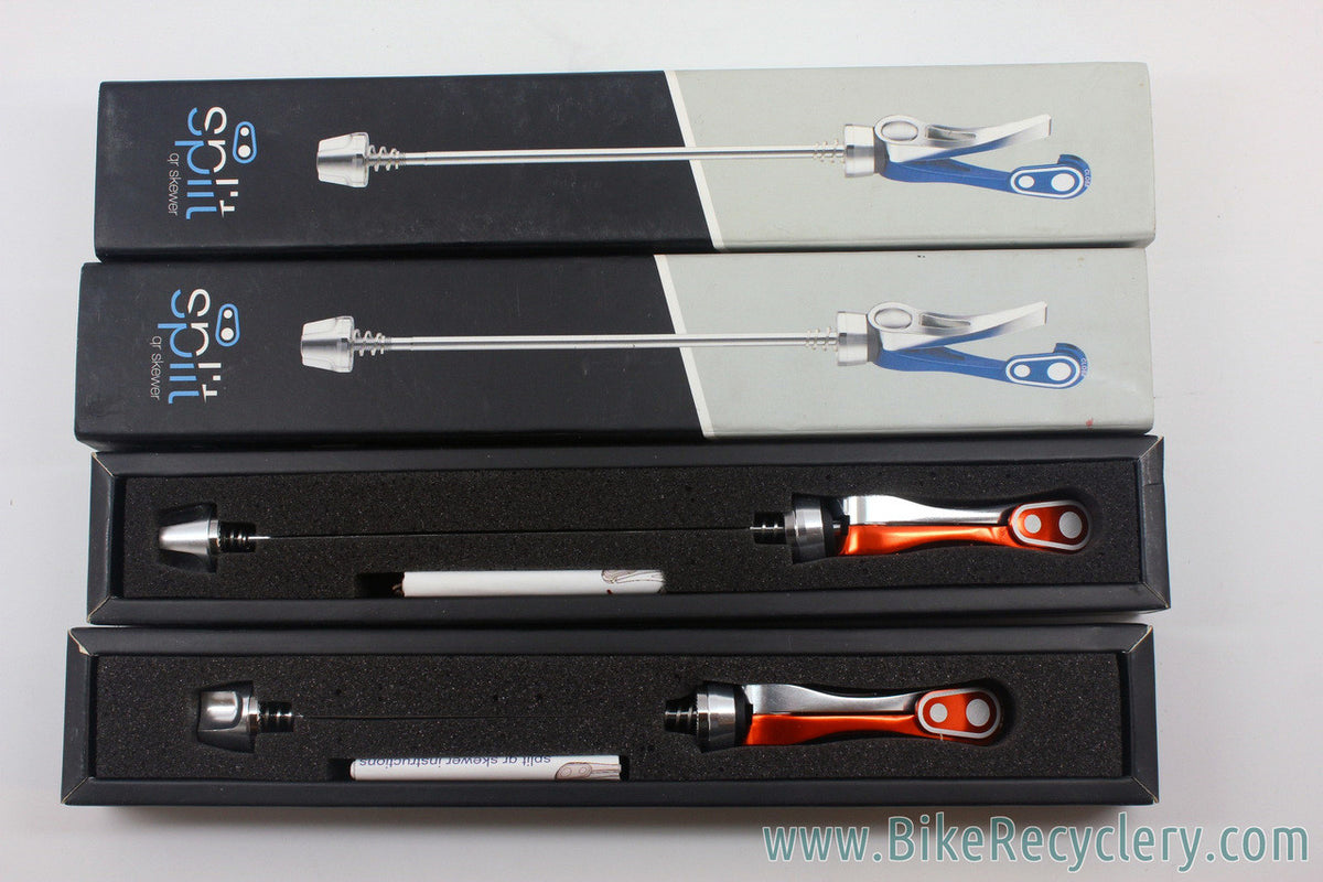 Crank Brothers Iodine Split Quick Release Skewer Set: Burnt Orange / Silver - Front & Rear (NEW)