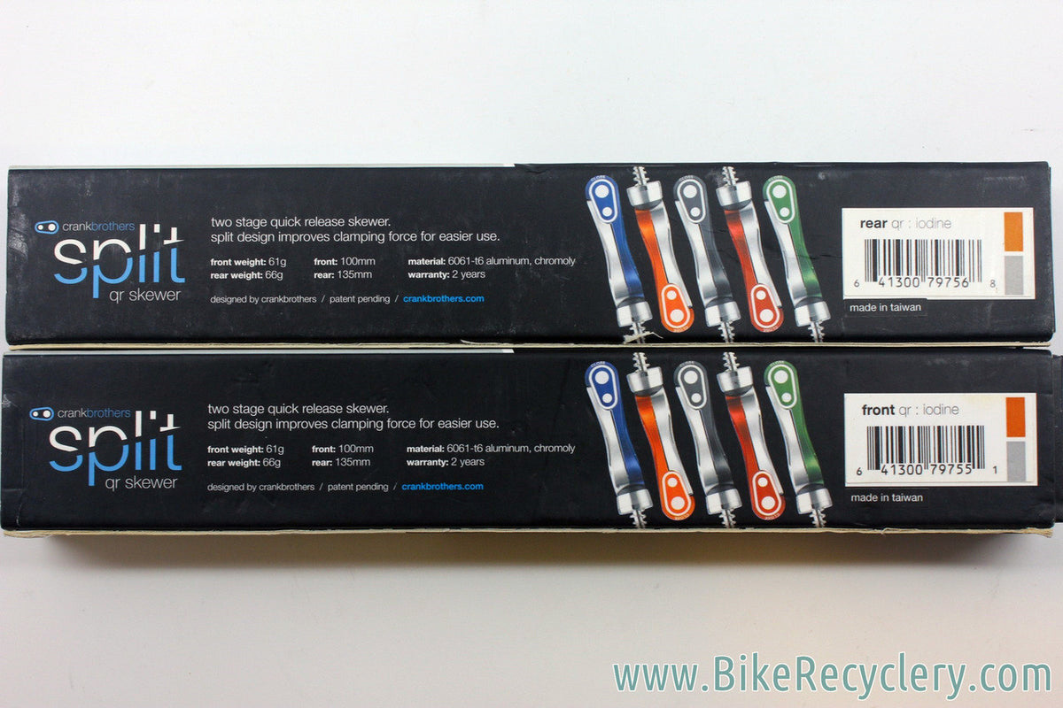 Crank Brothers Iodine Split Quick Release Skewer Set: Burnt Orange / Silver - Front & Rear (NEW)