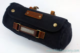 Cardiff Kilgetty Saddle / Handlebar Bag: Black Canvas & Leather