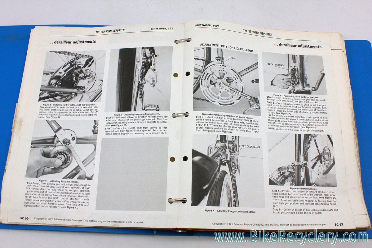 COMPLETE Schwinn Service Clinic Bulletin Set 1970-1980: 99 Bulletins + Bonus 1985 BMX / Shimano Tech (near mint)