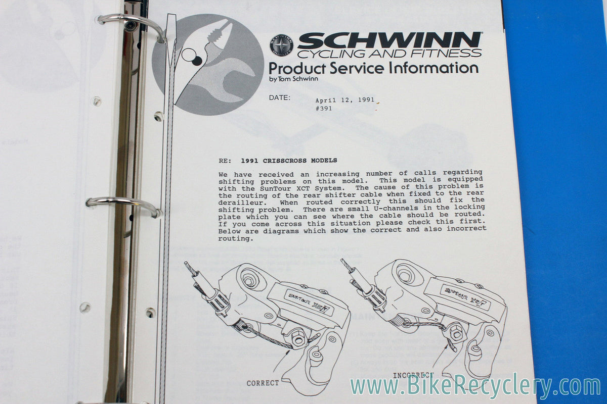 COMPLETE Schwinn Service Clinic Bulletin Set 1970-1980: 99 Bulletins + Bonus 1985 BMX / Shimano Tech (near mint)
