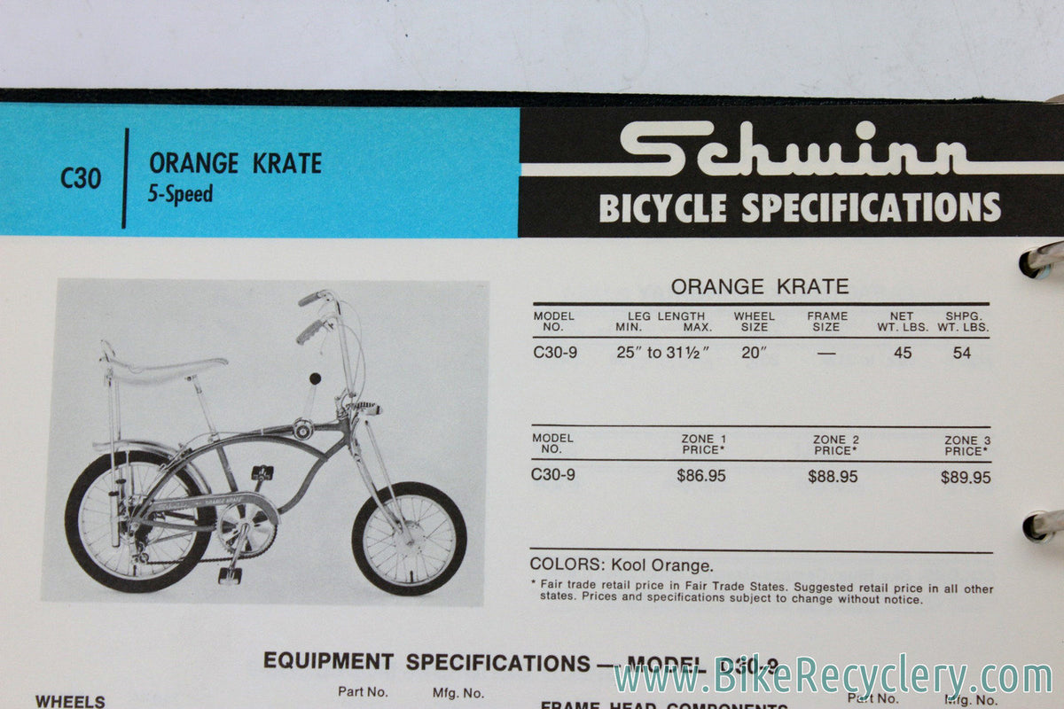 1968 Schwinn Bikes Dealer Catalog: Black Binder - 1st year of Stingray Krate! 82 Pages + Bonus Price Lists! (MINT)