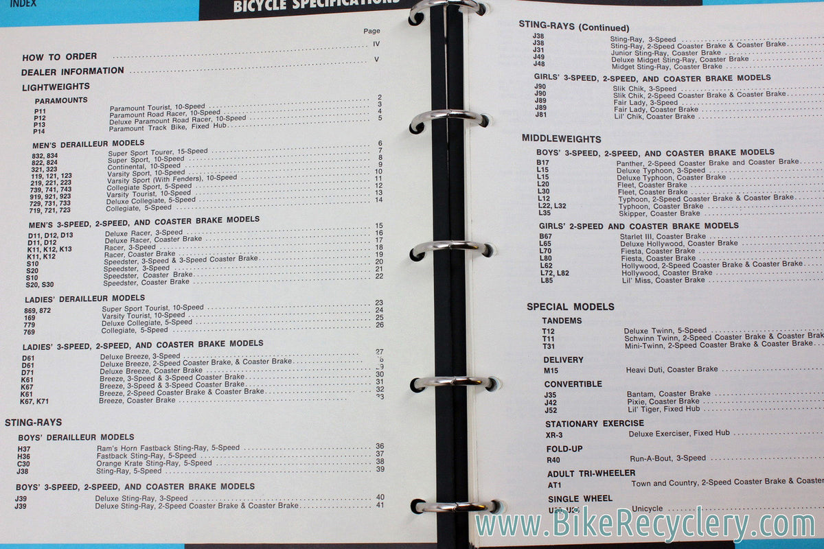 1968 Schwinn Bikes Dealer Catalog: Black Binder - 1st year of Stingray Krate! 82 Pages + Bonus Price Lists! (MINT)