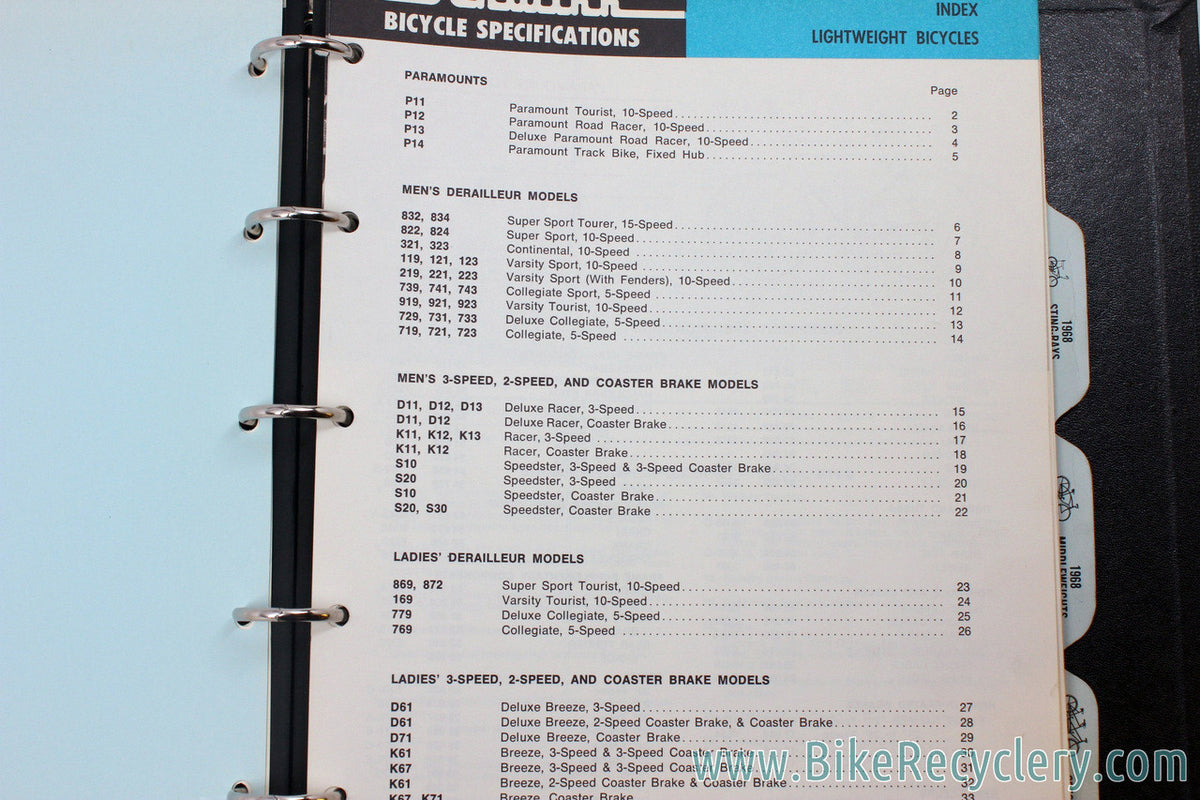 1968 Schwinn Bikes Dealer Catalog: Black Binder - 1st year of Stingray Krate! 82 Pages + Bonus Price Lists! (MINT)
