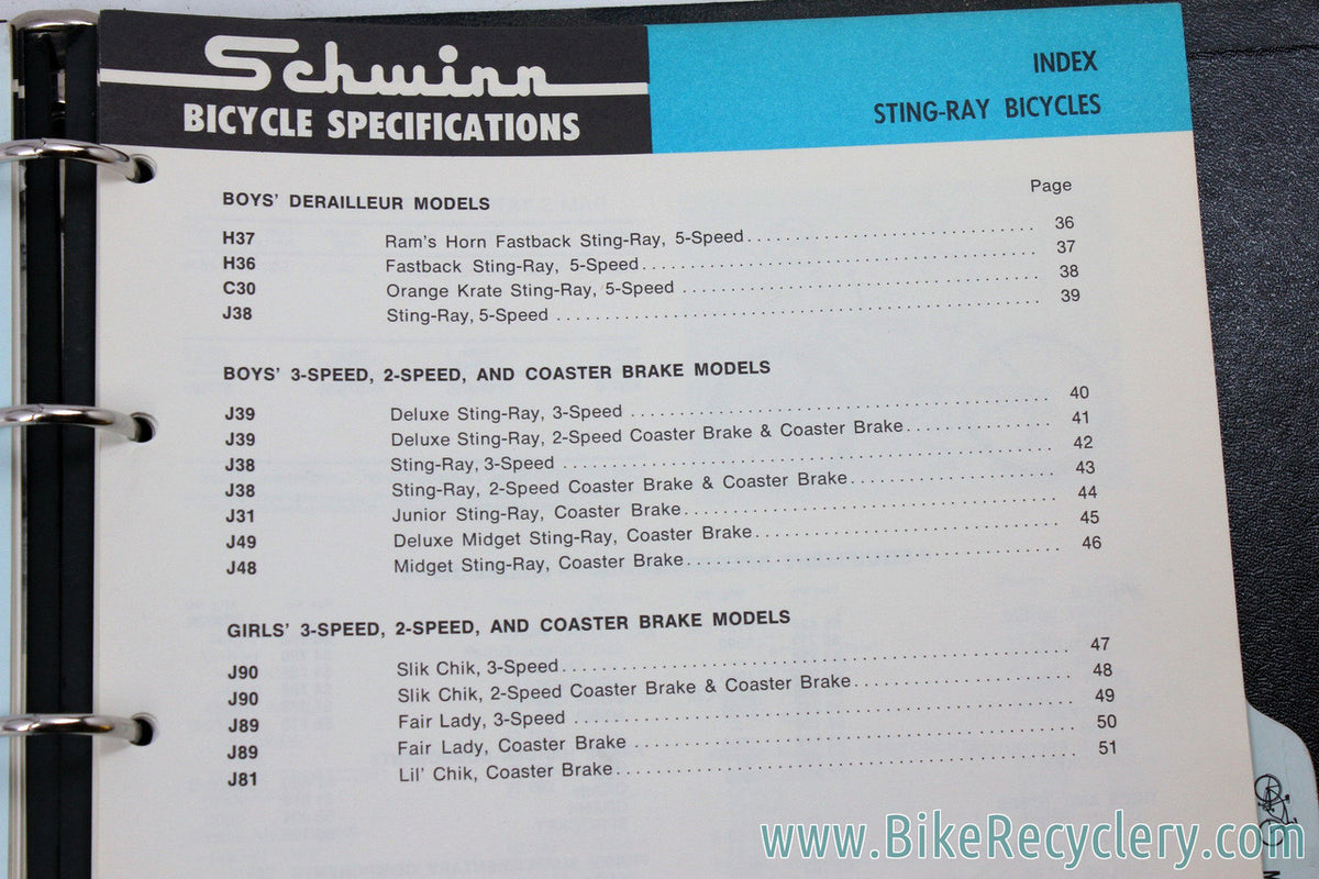 1968 Schwinn Bikes Dealer Catalog: Black Binder - 1st year of Stingray Krate! 82 Pages + Bonus Price Lists! (MINT)