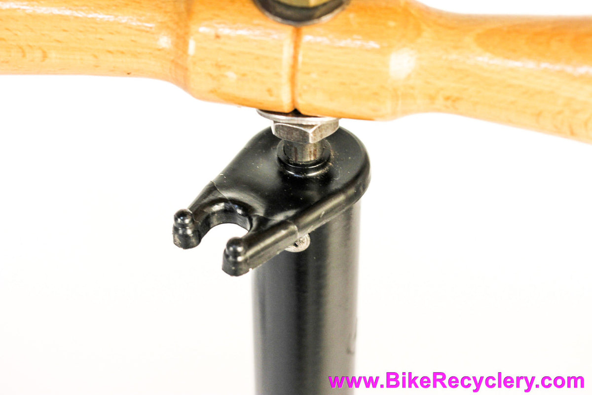 Vintage Silca Super Pista Floor Pump: Wooden Handle - Brass Head & Nut - Yellow Vertical Logo (EXC+ Works Perfectly)
